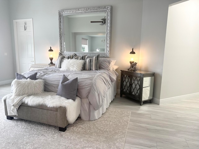 bedroom featuring light wood-type flooring