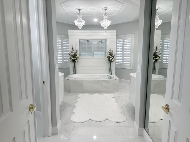2727 Eleanor Way, Wellington, FL 33414 - full bathroom featuring a chandelier and a bath