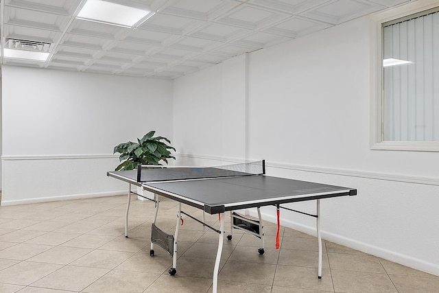 playroom with visible vents, baseboards, and light tile patterned floors