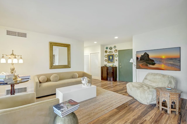 living room featuring wood-type flooring