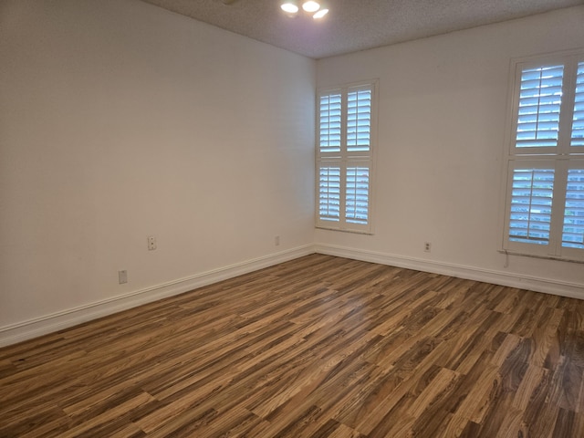 empty room featuring a wealth of natural light and dark wood finished floors