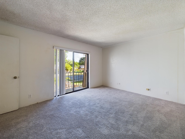 empty room featuring a textured ceiling and carpet