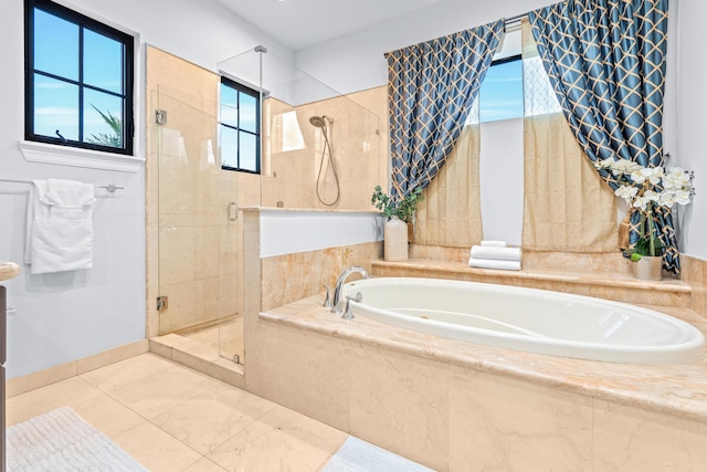 bathroom with independent shower and bath