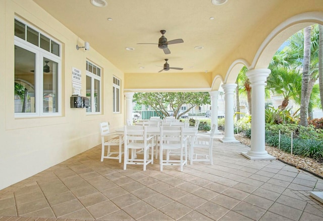 view of patio / terrace featuring ceiling fan