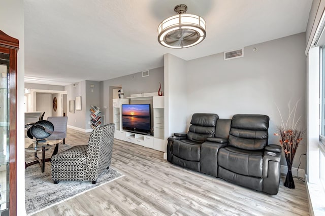 living room featuring light hardwood / wood-style flooring