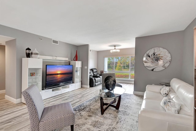 living room featuring light hardwood / wood-style flooring