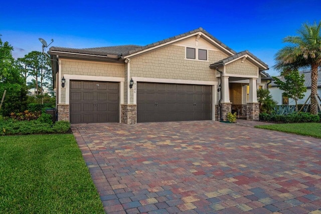 craftsman inspired home featuring a garage