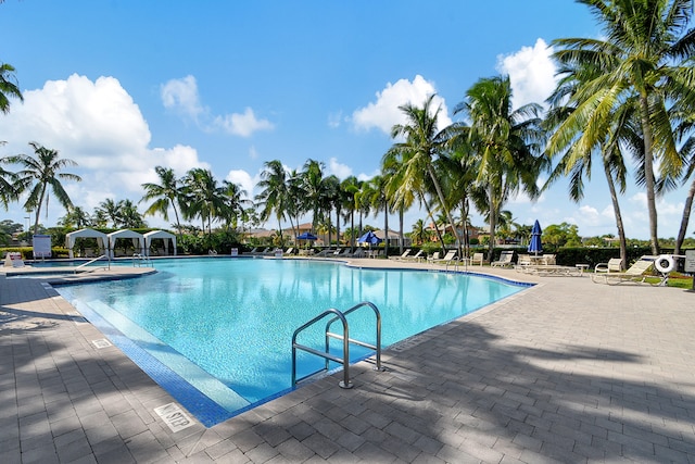 view of pool featuring a patio