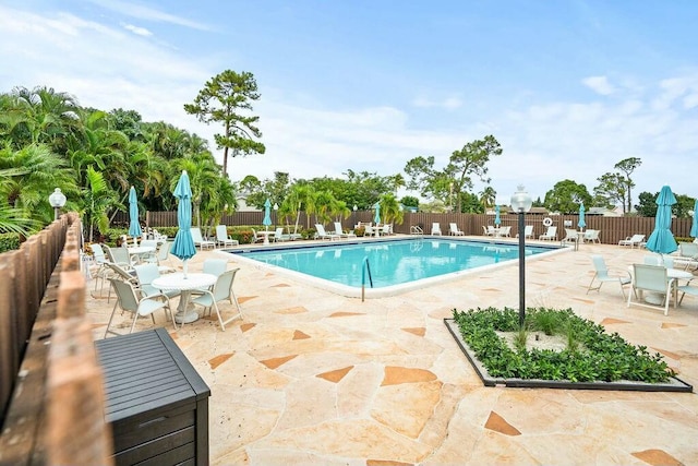 view of pool featuring a patio area