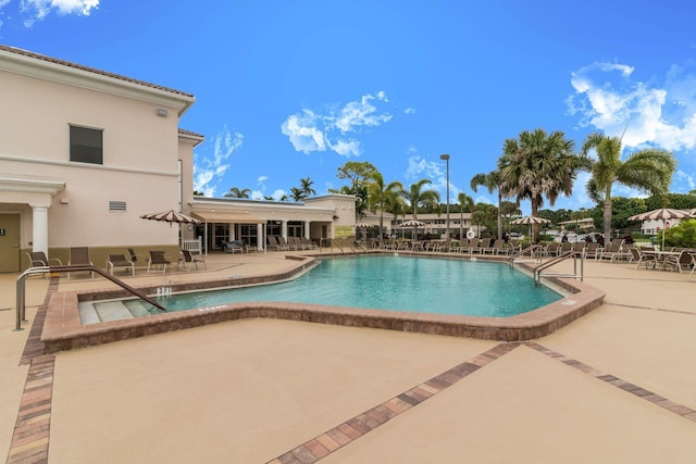 view of pool with a patio area