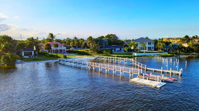 view of dock featuring a water view