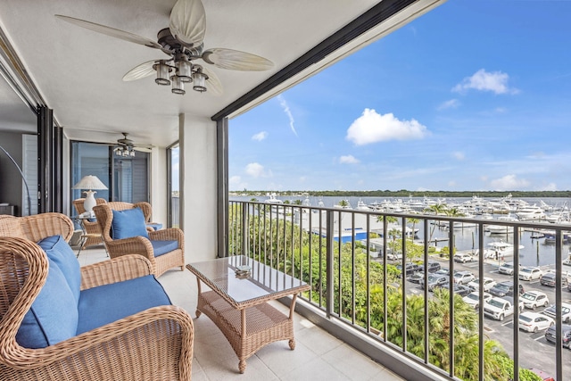 balcony with a water view