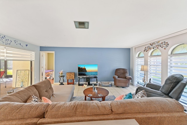 view of tiled living room