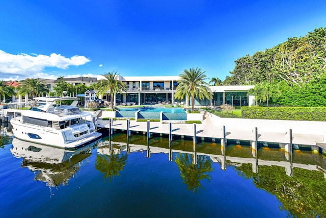 dock area featuring a water view