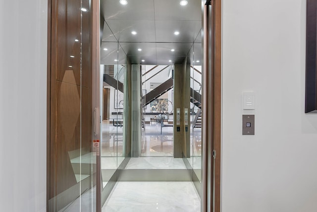 interior space with elevator