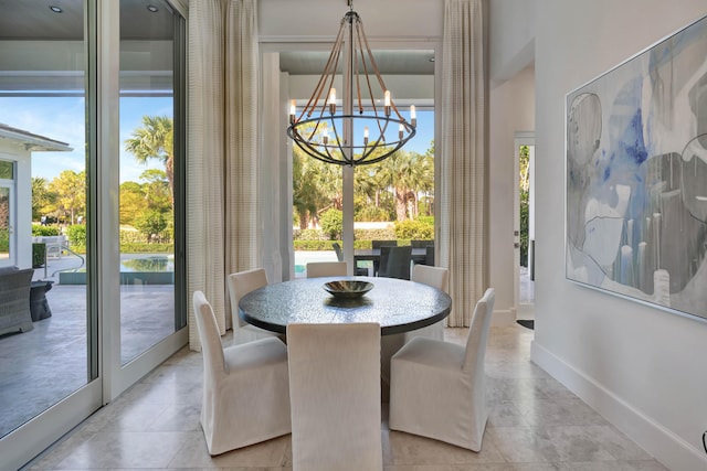 dining room featuring a chandelier and plenty of natural light