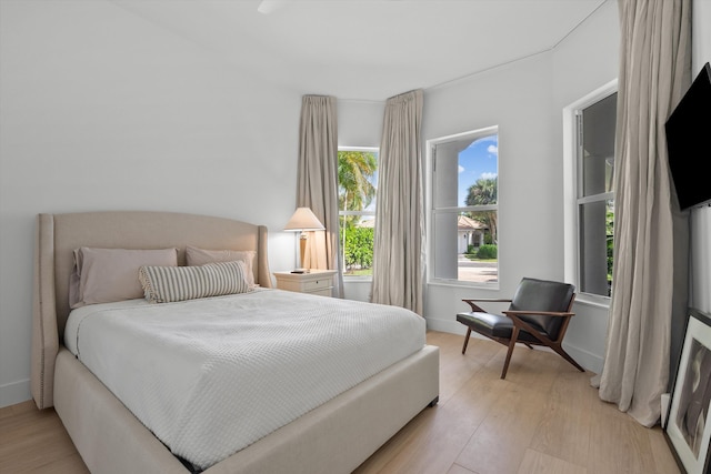 bedroom featuring light hardwood / wood-style flooring