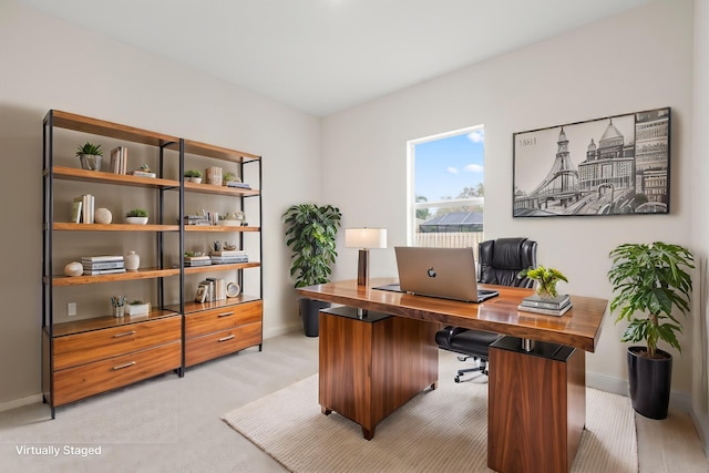 office space with light carpet