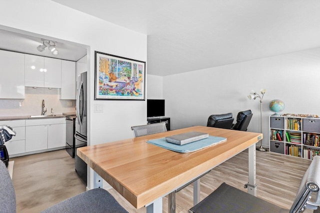 home office featuring sink