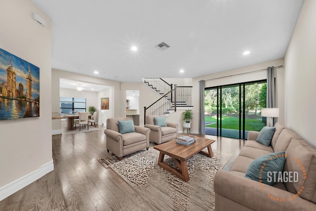 living room featuring hardwood / wood-style floors