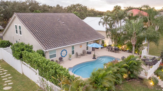 view of swimming pool featuring a patio