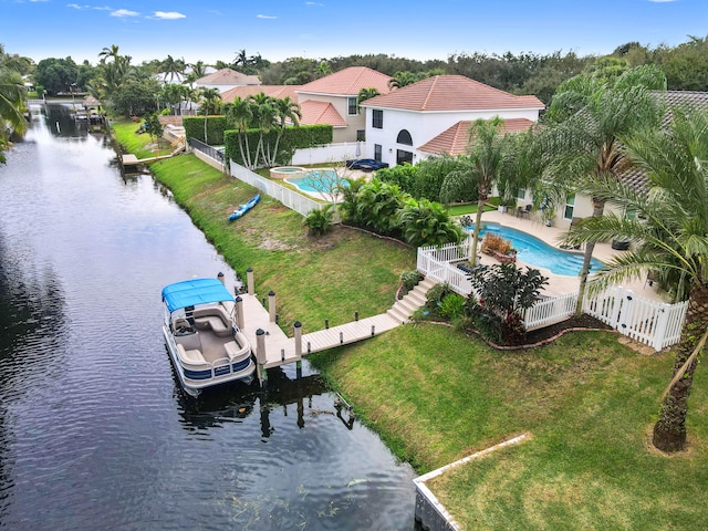 bird's eye view featuring a water view