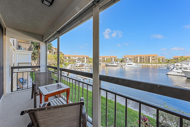 balcony with a water view