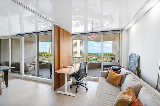 office area featuring floor to ceiling windows and plenty of natural light