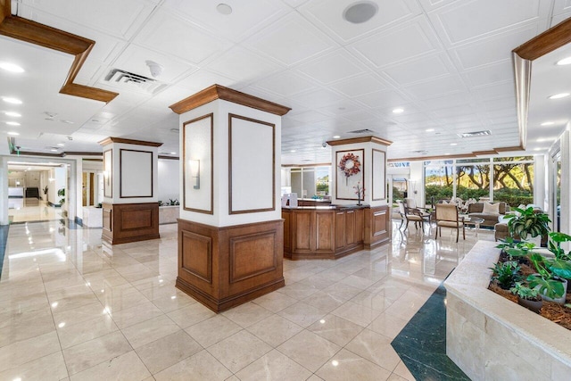 kitchen featuring light tile patterned flooring