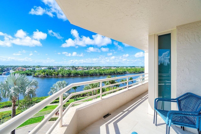 balcony with a water view