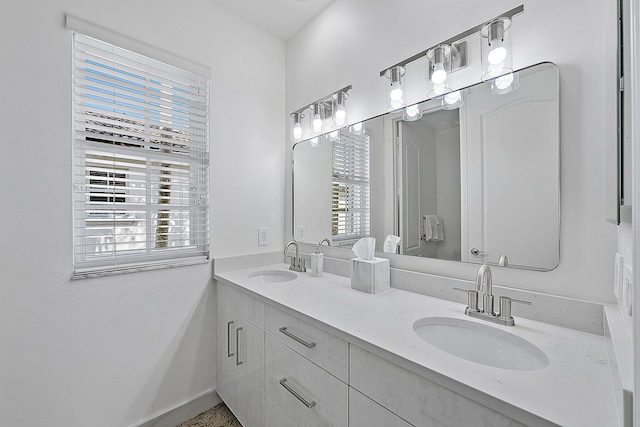 bathroom with plenty of natural light and vanity