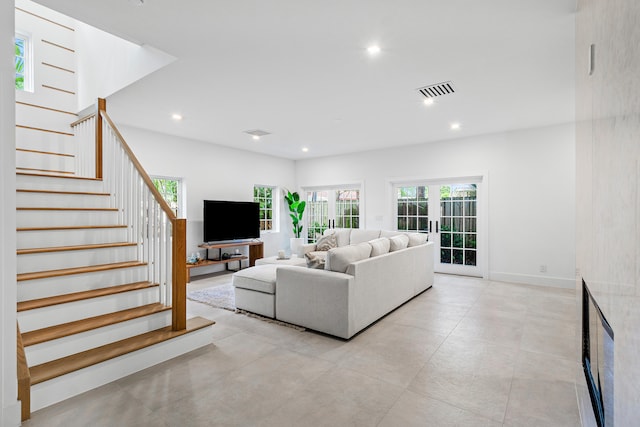 living room with french doors