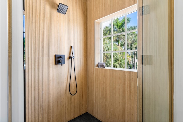 interior details featuring walk in shower