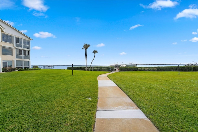 view of yard featuring a water view