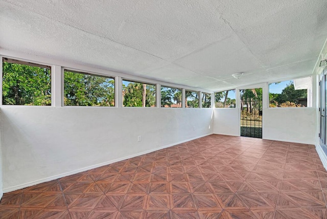 view of unfurnished sunroom