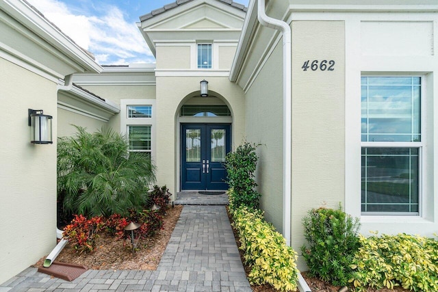 doorway to property featuring french doors