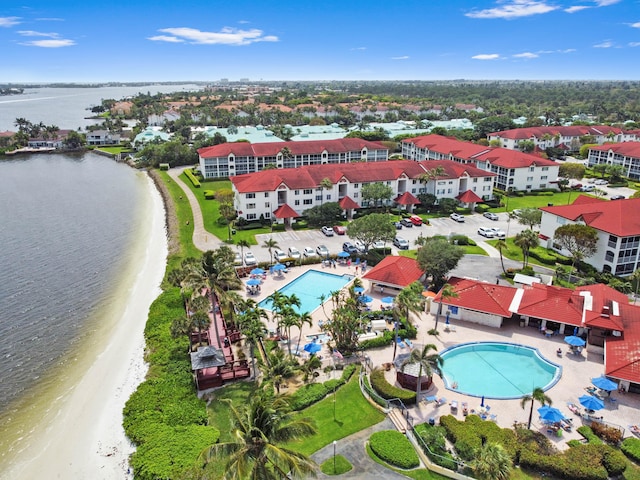 bird's eye view featuring a water view