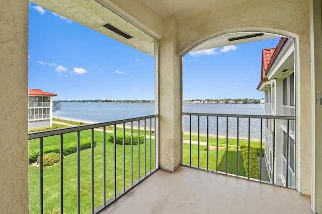 balcony with a water view