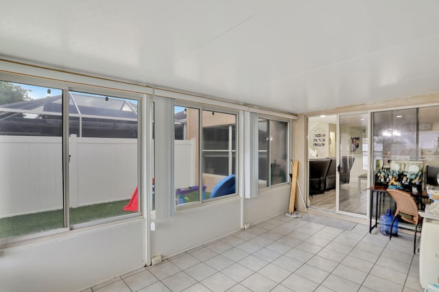 view of unfurnished sunroom