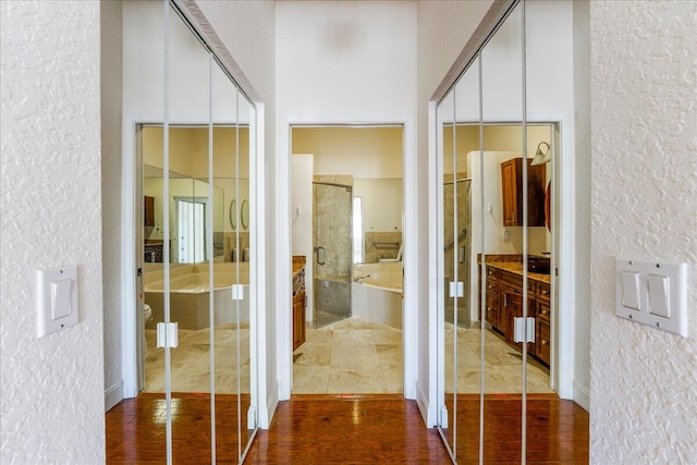 hall featuring dark hardwood / wood-style floors