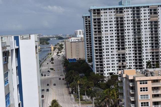 property's view of city with a water view