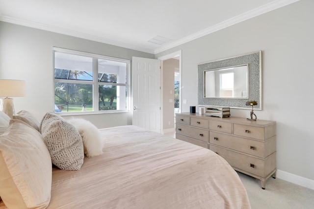 bedroom with multiple windows and ornamental molding