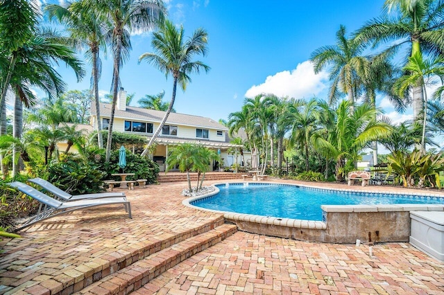 view of pool featuring a patio area