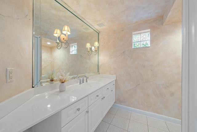 bathroom featuring vanity and tile patterned flooring