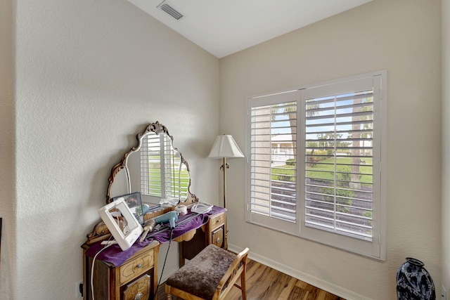 office with hardwood / wood-style floors