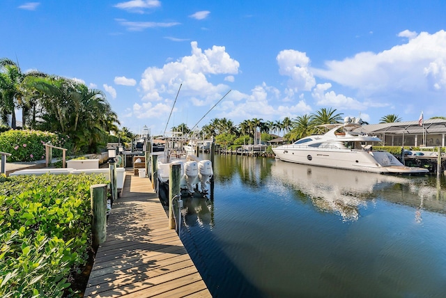 view of dock featuring a water view