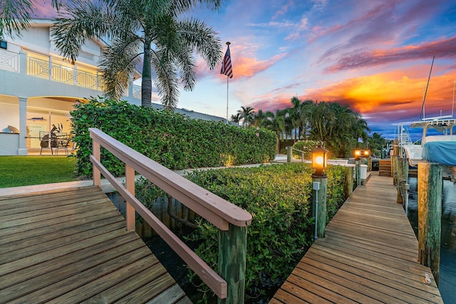 view of dock featuring a balcony