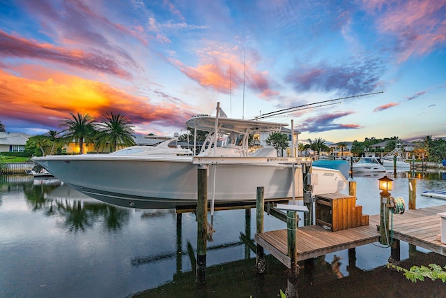 view of dock featuring a water view