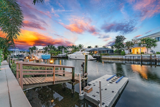 dock area featuring a water view