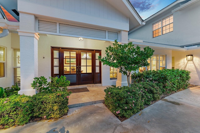 doorway to property with french doors